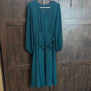 Ann Taylor Factory Dark Green Long-Sleeve Dress